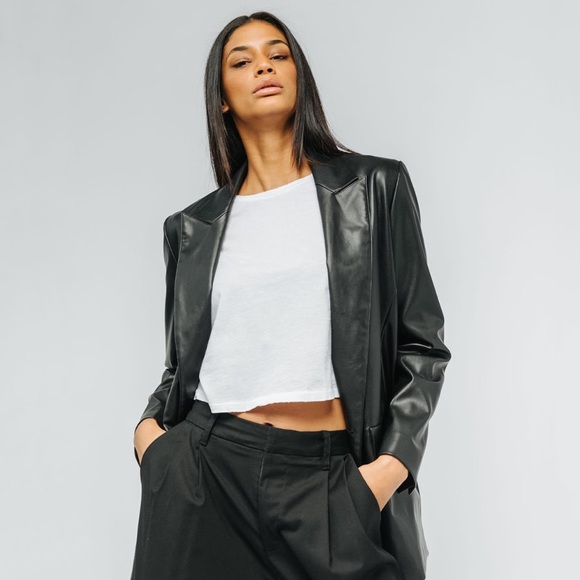 NWT Ani & Wren The Leo Vegan Leather Blazer - Picture 2 of 6
